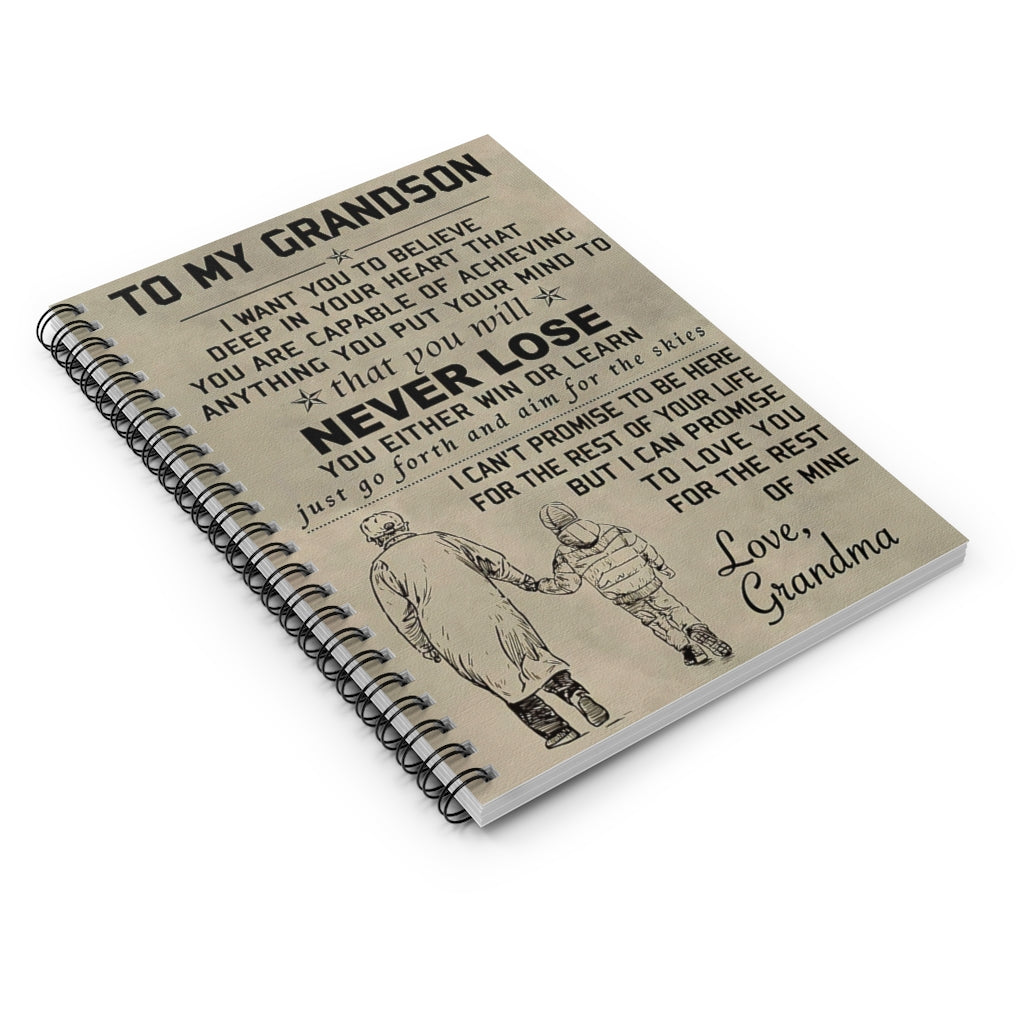 Vigifsana College Rule to My Grandson I Can Promise to Love You Love Grandma Spiral Notebook Perfect for Office Home School Business Writing & Note Taking Customized Journal for Man - Woman