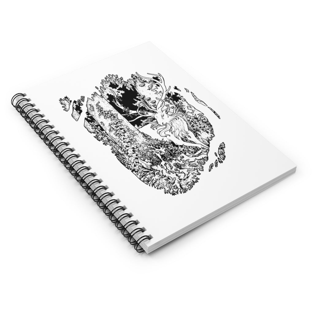 Spiral Notebook - Ruled Line Holy Grail Inspirational Fantasy Animal Gift Surreal Enchanted Fairytale Art Print  Black and White