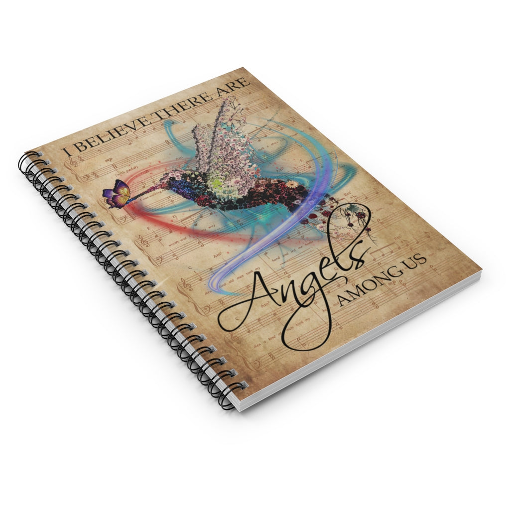 Spiral Notebook - Ruled Line Music Sheet Angels Among Us Hummingbird New Parents College Ruled Paper 118 Sheets Gift Ideas