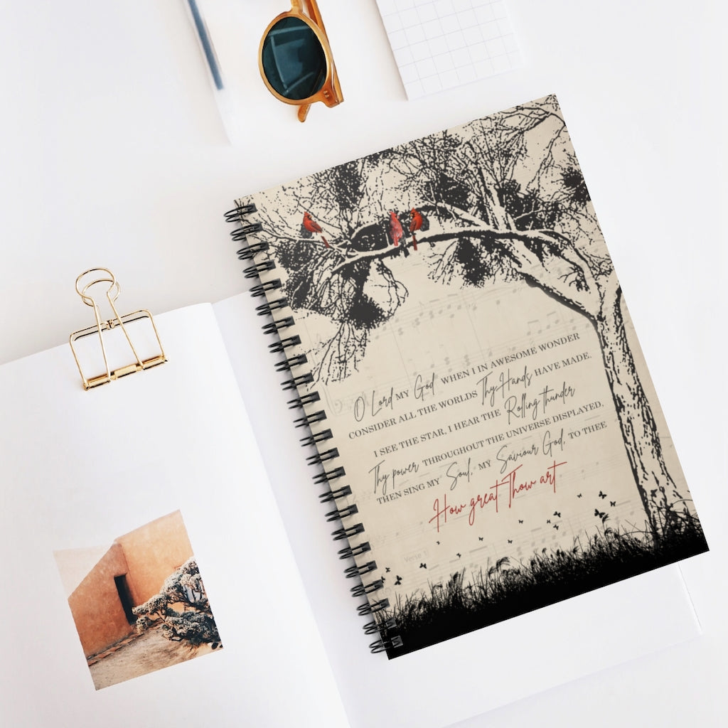 Spiral Notebook - Ruled Line How Great Thou, Christian Gifts, Christian Prints, Lyrics Prints, Religious Hymn Lyrics, Christian Gifts Gifts for Man
