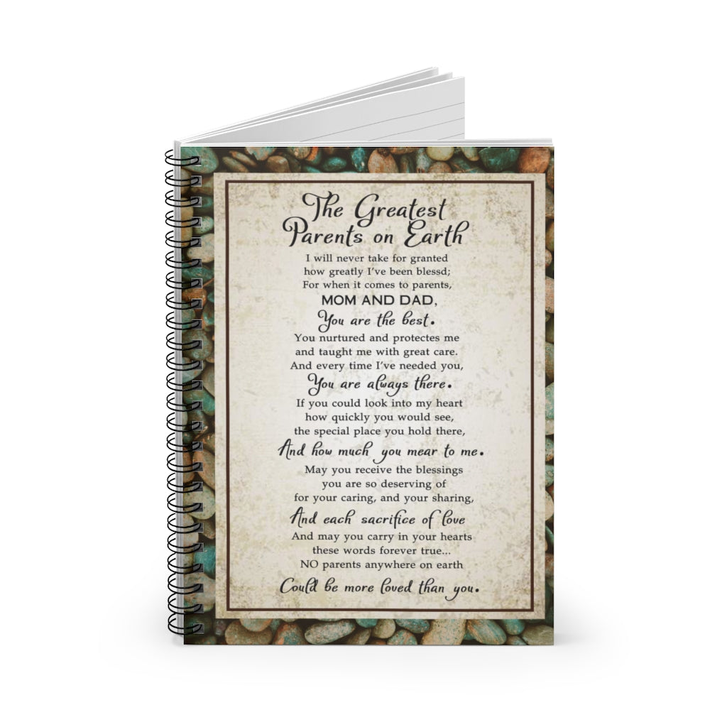 Spiral Notebook - Ruled Line Personalised Gift, Stationery Gift, Personalised Notebook, The Greatest Parents on Earth