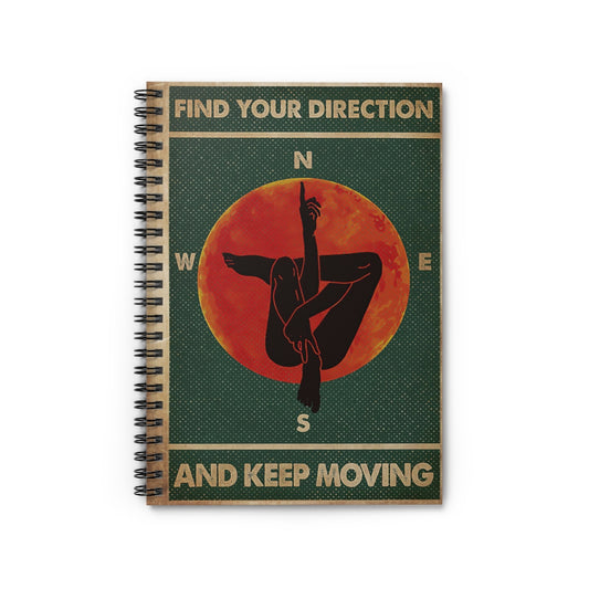 Spiral Notebook Retro Green Find Your Direction Yoga Perfect for Office Home School Business Writing & Note Taking