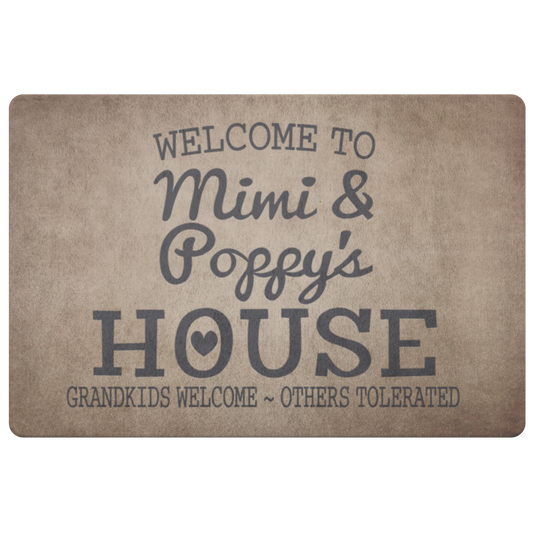 Welcome to Mimi & Poppy's House Doormat - Cute Grandparents Gift, Grandparents Day Gift, Grandparents for Mimi and Poppy