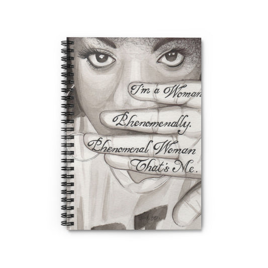 Spiral Notebook Inspirational to My Wife from Husband I'm A Woman Phenomenally Phenomenal Woman That Me by Maya Angelou, Awesome Gift for Woman