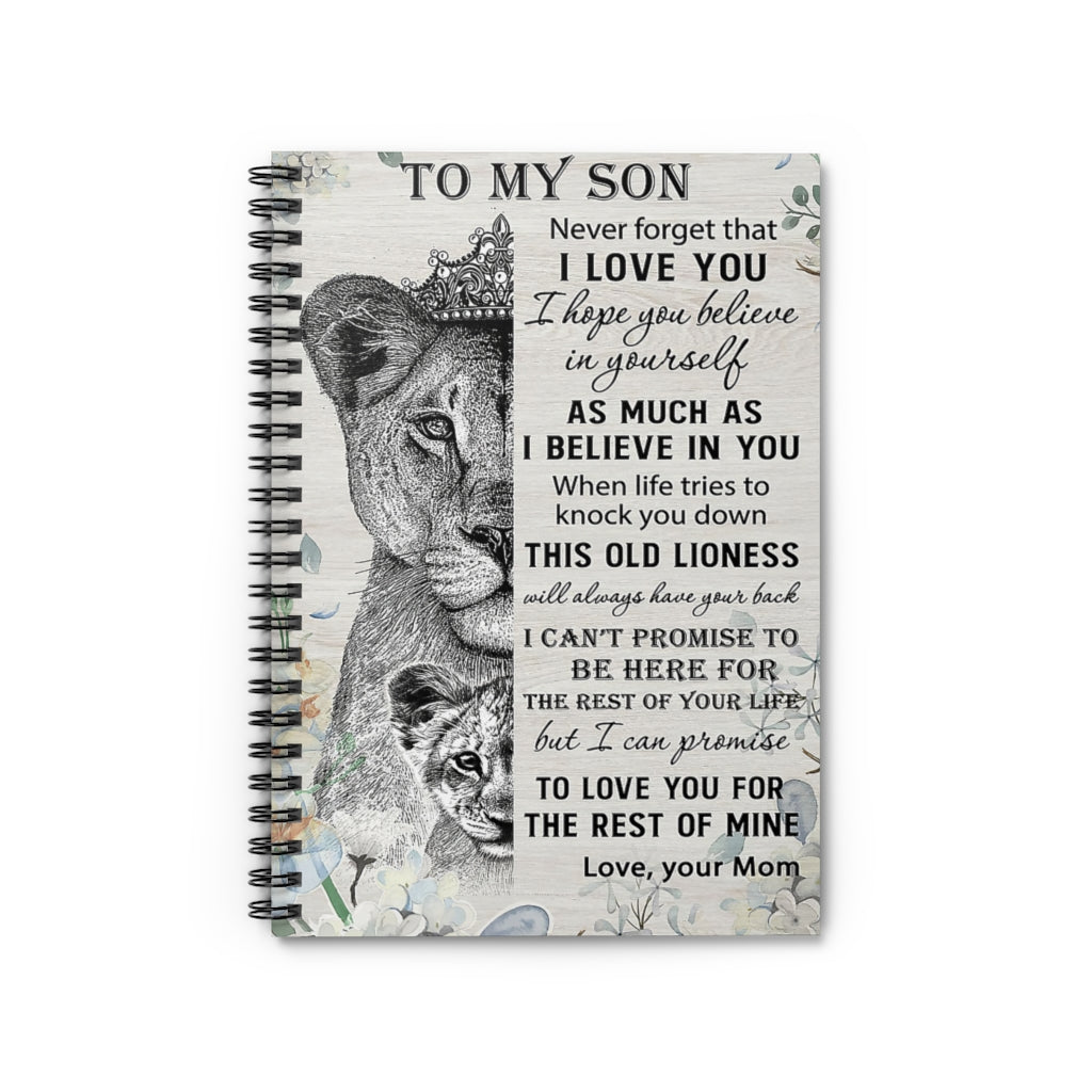 Spiral Notebook Lion To My Son For Office, Students, School Supplies Writing Notebook 118 Pages Friendly Notebook