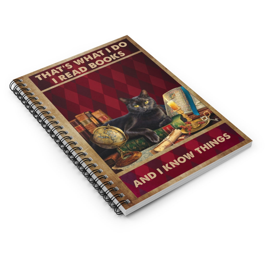 Spiral Notebook Grandma Cat Gifts for Cat Lovers Funny I Do, I Read Books and I Know Things, Book Lover Family Friend Gift Unisex