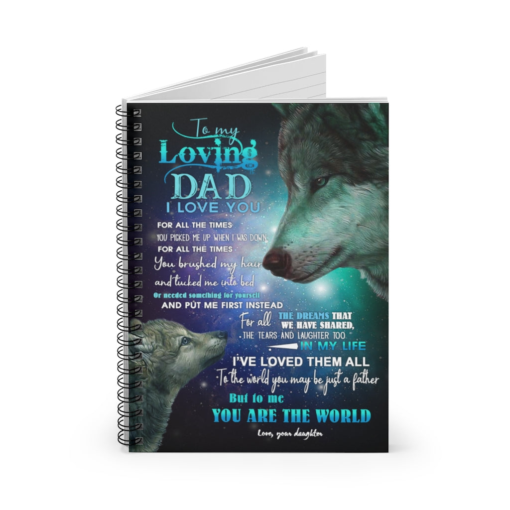Spiral Notebook Gifts with to My Dad - Wolf - Thank You Ruled Line
