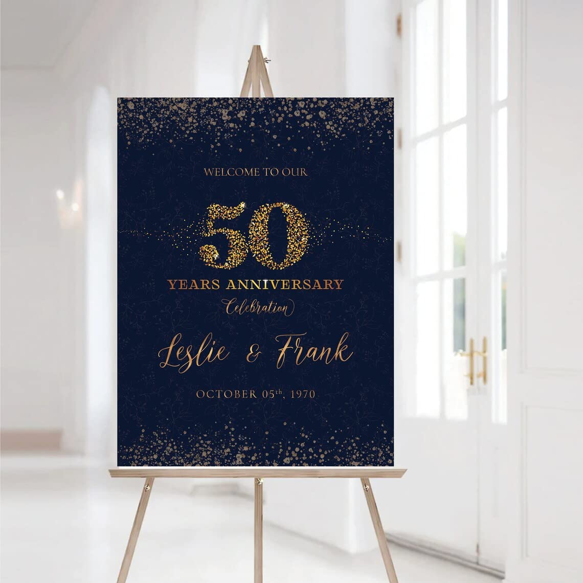 VIRAGIL 50Th Wedding Anniversary Decorations Sign - Custom Golden Anniversary Yard Sign Personalized Marriage Anniversary Party Poster - Happy 50Th Anniversary Welcome Sign Poster