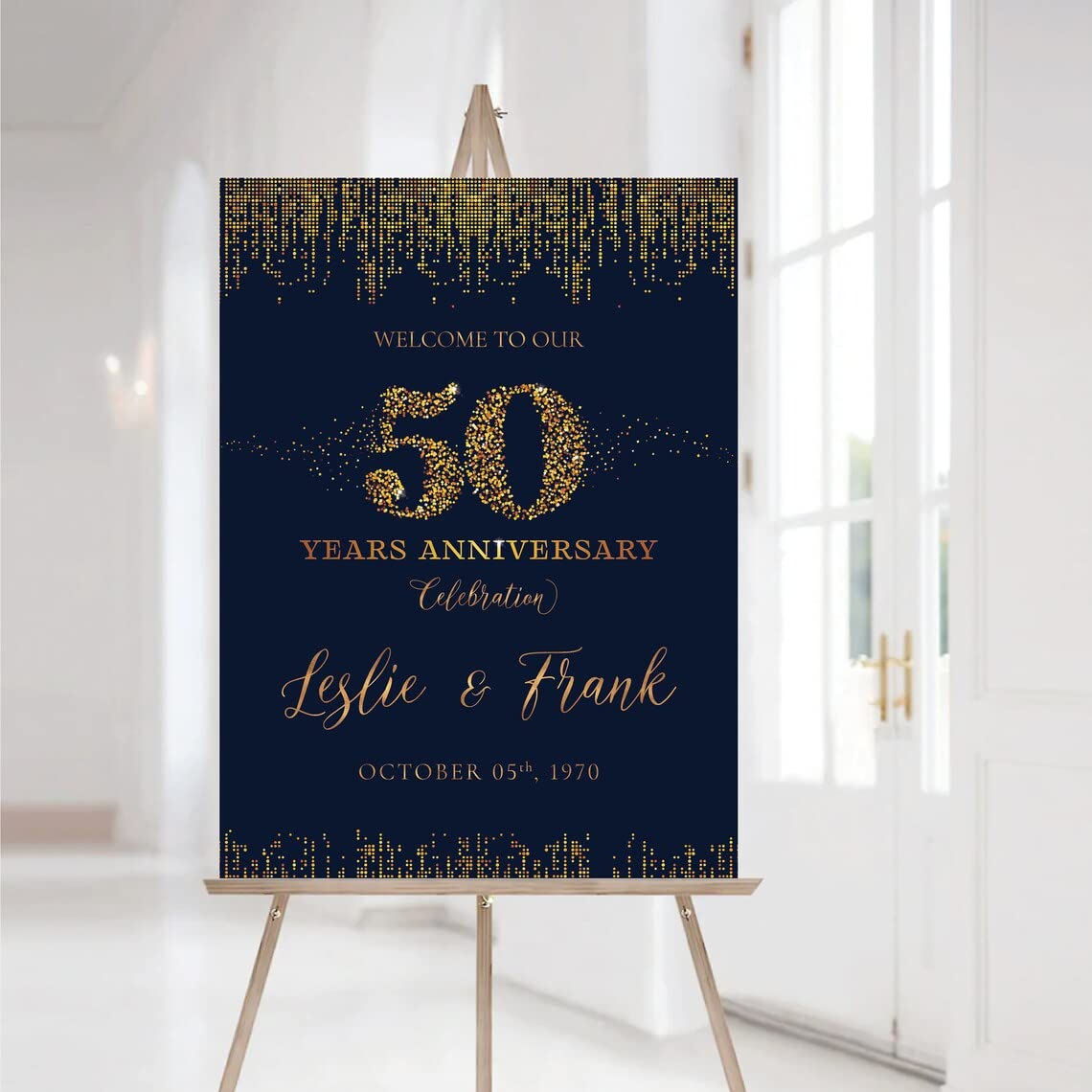 VIRAGIL 50Th Wedding Anniversary Decorations Sign - Custom Golden Anniversary Yard Sign Personalized Marriage Anniversary Party Poster - Happy 50Th Anniversary Welcome Sign Poster