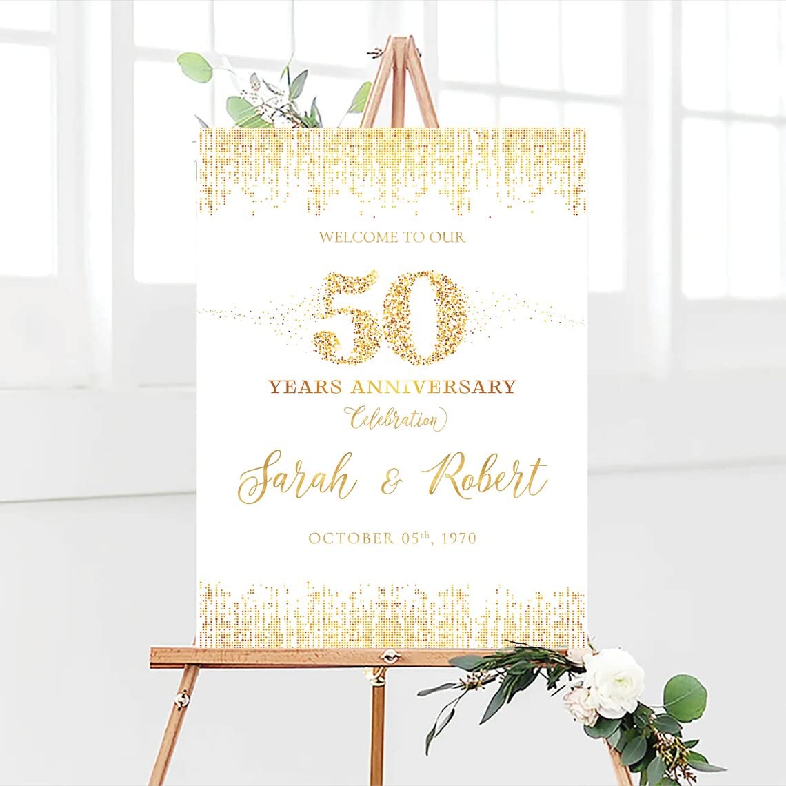 VIRAGIL 50Th Wedding Anniversary Decorations Sign - Custom Golden Anniversary Yard Sign Personalized Marriage Anniversary Party Poster - Happy 50Th Anniversary Welcome Sign Poster