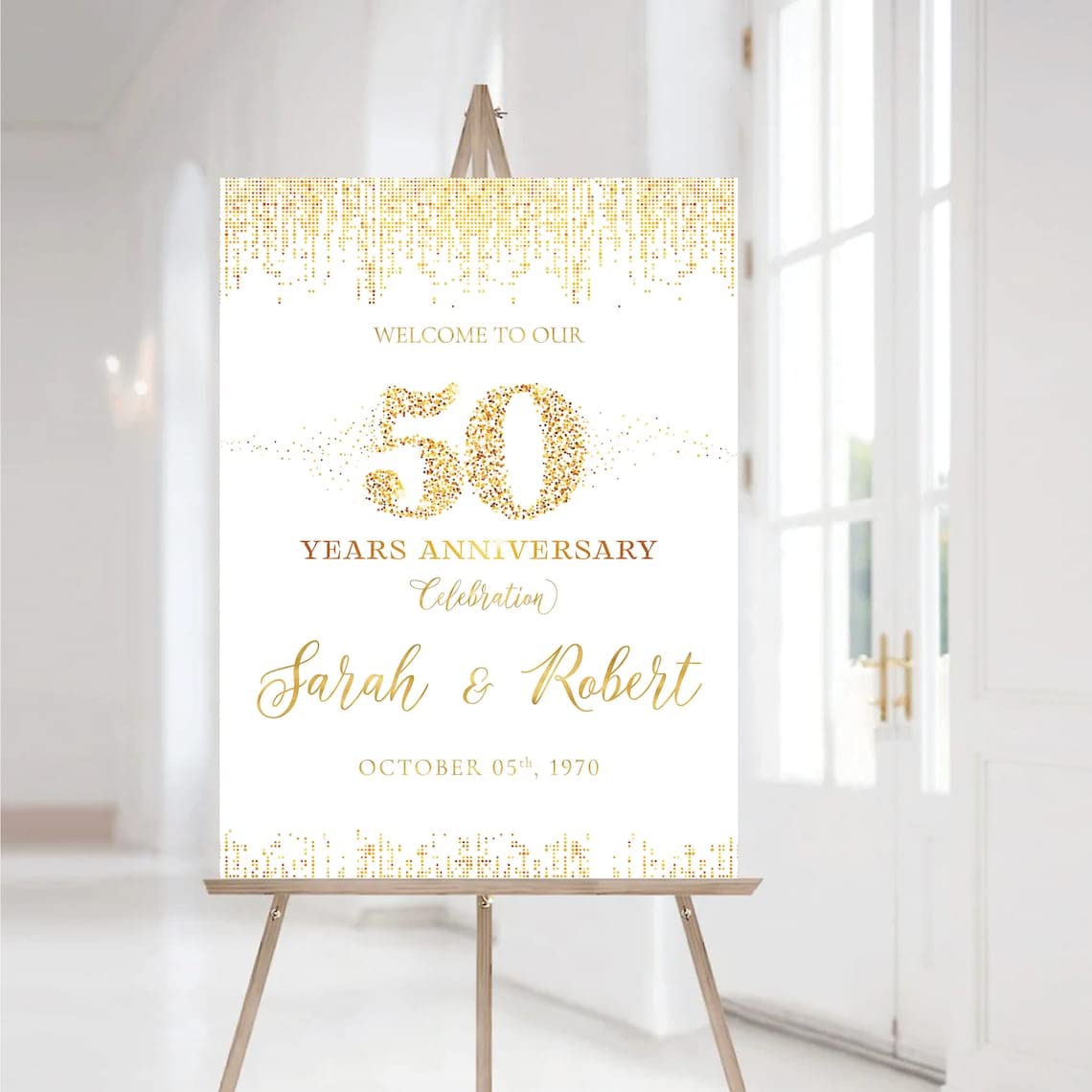 VIRAGIL 50Th Wedding Anniversary Decorations Sign - Custom Golden Anniversary Yard Sign Personalized Marriage Anniversary Party Poster - Happy 50Th Anniversary Welcome Sign Poster