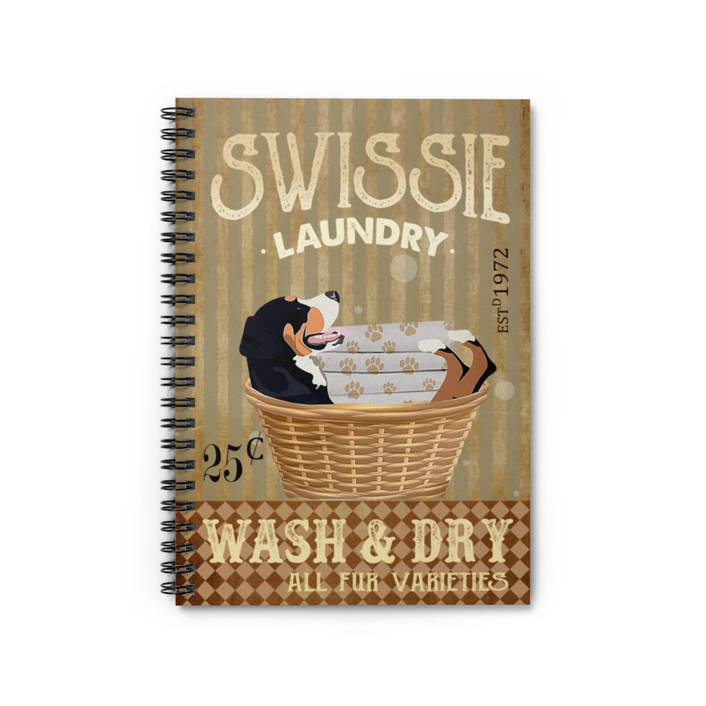 Spiral Notebook - Ruled Line Laundry Greater Swiss Mountain Dog Print Wall Art Anniversary Birthday Christmas Housewarming Gift Home