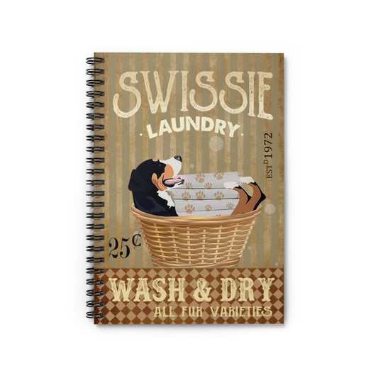 Spiral Notebook - Ruled Line Laundry Greater Swiss Mountain Dog Print Wall Art Anniversary Birthday Christmas Housewarming Gift Home