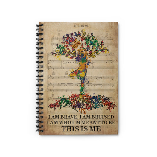 Vintage Music I Am Brave Pride Yoga Spiral Notebook School Smart Spiral Composit Cover Spiral Organization Book