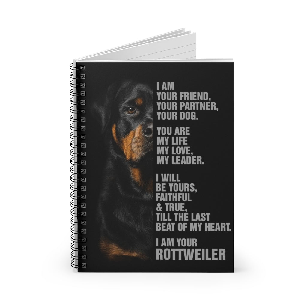 Spiral Notebook - Ruled Line Framed Wood I Am Your Friend Your Partner Your Dog I Am Your Rottweiler – Family Friend Gift Unisex On Christmas, Awesome Birthday