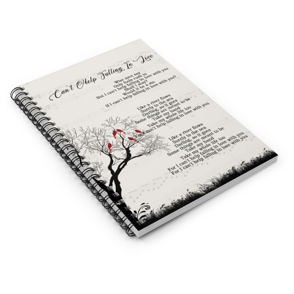 Spiral Notebook - Ruled Line Anna Gifts Cant Help Falling in Love Lyrics Music Gift Ideas Inspirational to My Family Friend Gift Unisex