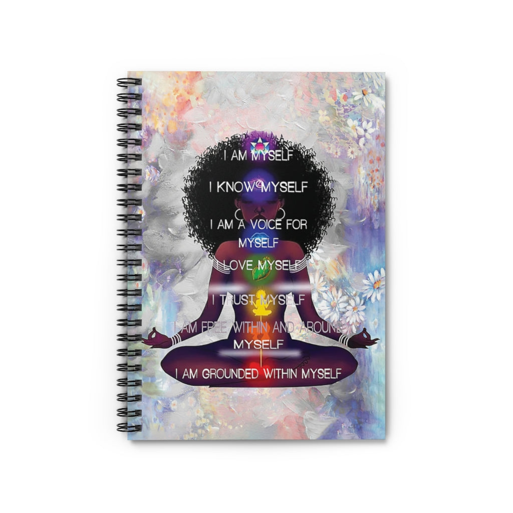 Vigifsana Personalized Black Girl I Am Myself Notebook, Black Woman Yoga Notebook, Afro Queen Yoga Notebook, Love Yoga Print, African American Woman Yoga Wall