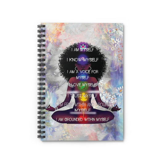 Vigifsana Personalized Black Girl I Am Myself Notebook, Black Woman Yoga Notebook, Afro Queen Yoga Notebook, Love Yoga Print, African American Woman Yoga Wall