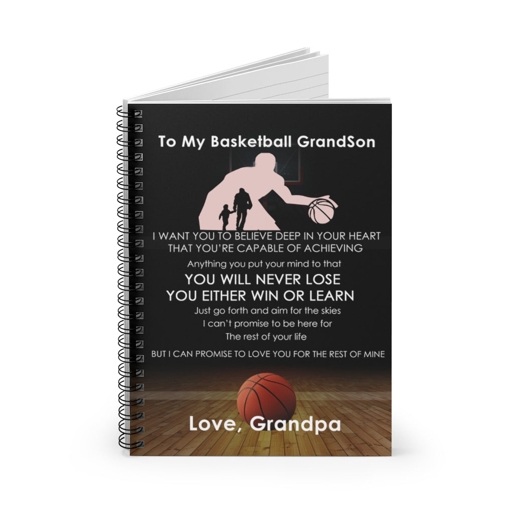 Spiral Notebook Basketball Grandpa to My Grandson - Couch Throw, Travel, Gift for Birthday Sick Friend Compassion Sympathy Anniversary Ruled Line