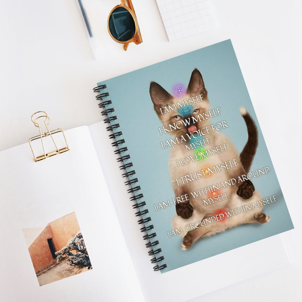 Spiral Notebook I Am Myself Yoga Siamese Cat School Smart Spiral Subject College Ruled Notebook Friendly Notebook Awesome Happy Birthday Gift
