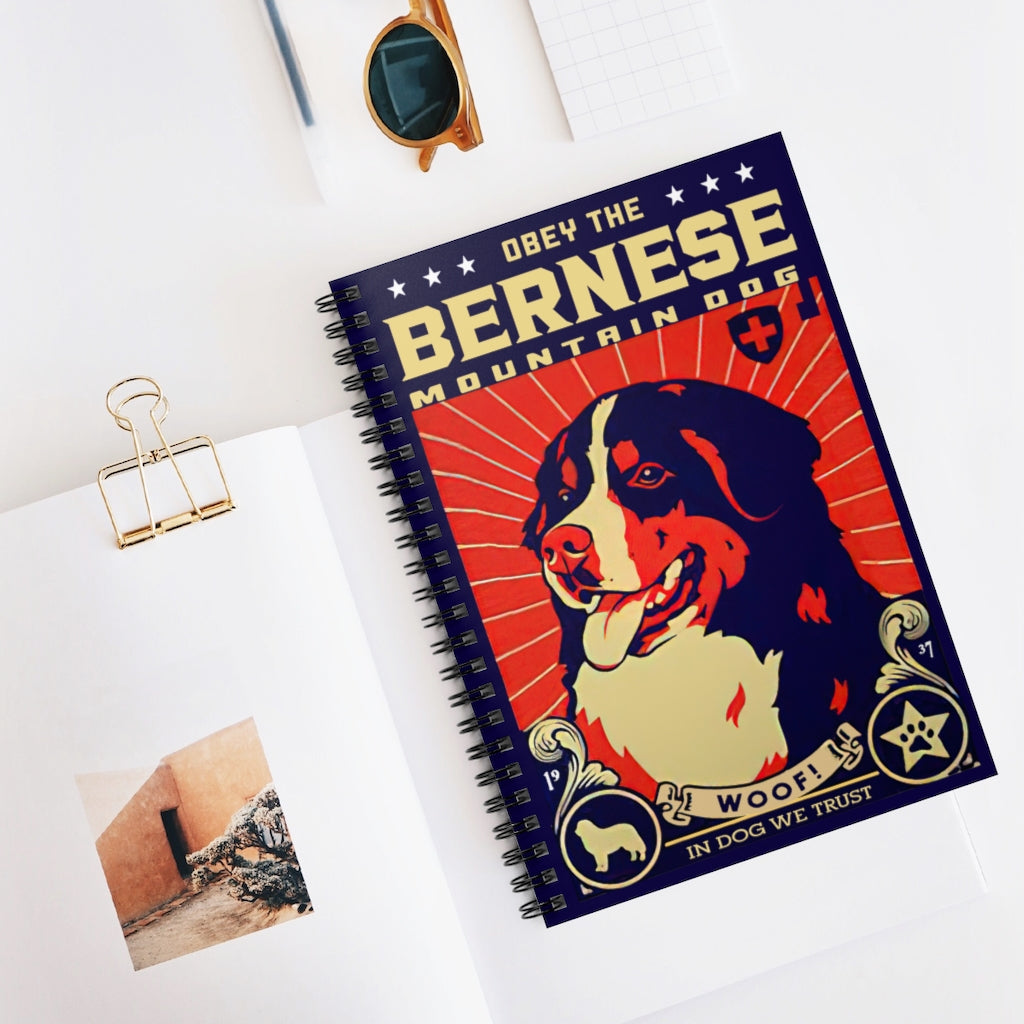 Vigifsana Subject Notebooks Obey The Bernese Mountain Dog Spiral Notebook for Office, Students, School Supplies Meaningful Quote Stationery Gift Sets for Child