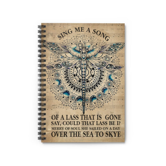 Spiral Notebook - Ruled Line To My Grandson Skye Boat Song Butterfly – Sing Me A Song of A Lass That is Gone Say Paper Poster Print Family Friend Gift On Christmas, Birthday
