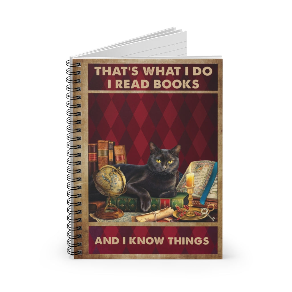 Spiral Notebook Grandma Cat Gifts for Cat Lovers Funny I Do, I Read Books and I Know Things, Book Lover Family Friend Gift Unisex