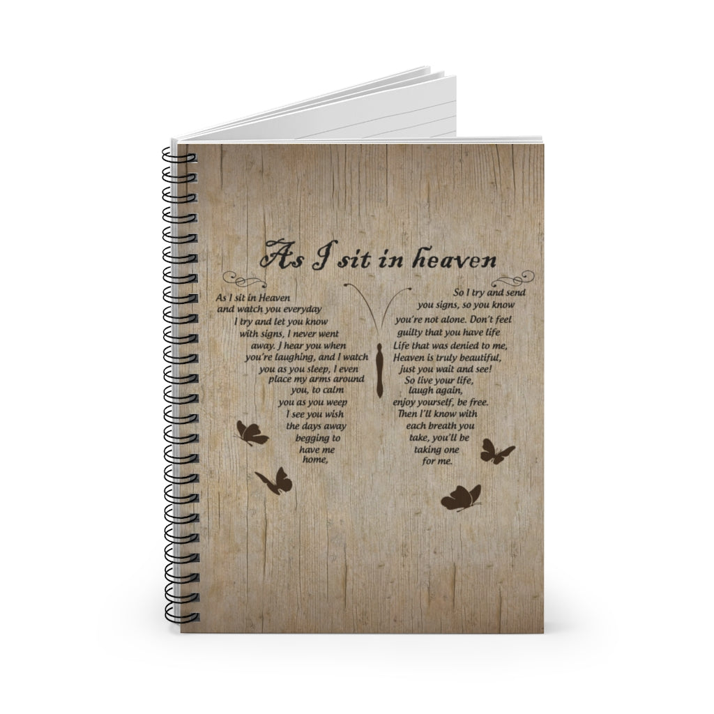 Spiral Notebook  Dragonflies Gifts - Dragonflies As I Sit in Heaven and Watch You Everyday Poem Awesome Happy Birthday Gift
