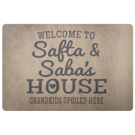 Welcome to SAFTA and Saba's House Doormat - Cute Grandparents Gift, Grandparents, SAFTA, SAFTA and Saba Gifts