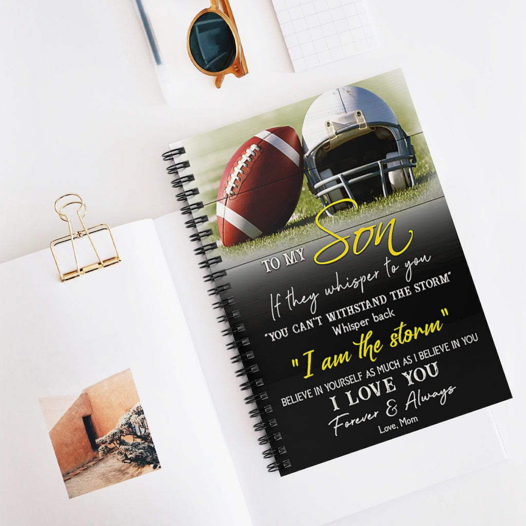 Spiral Notebook Football To My Son I Love You Vertical Classic Ruled Notebook/Journal For Office, Students, School Supplies Writing Notebook 118 Pages