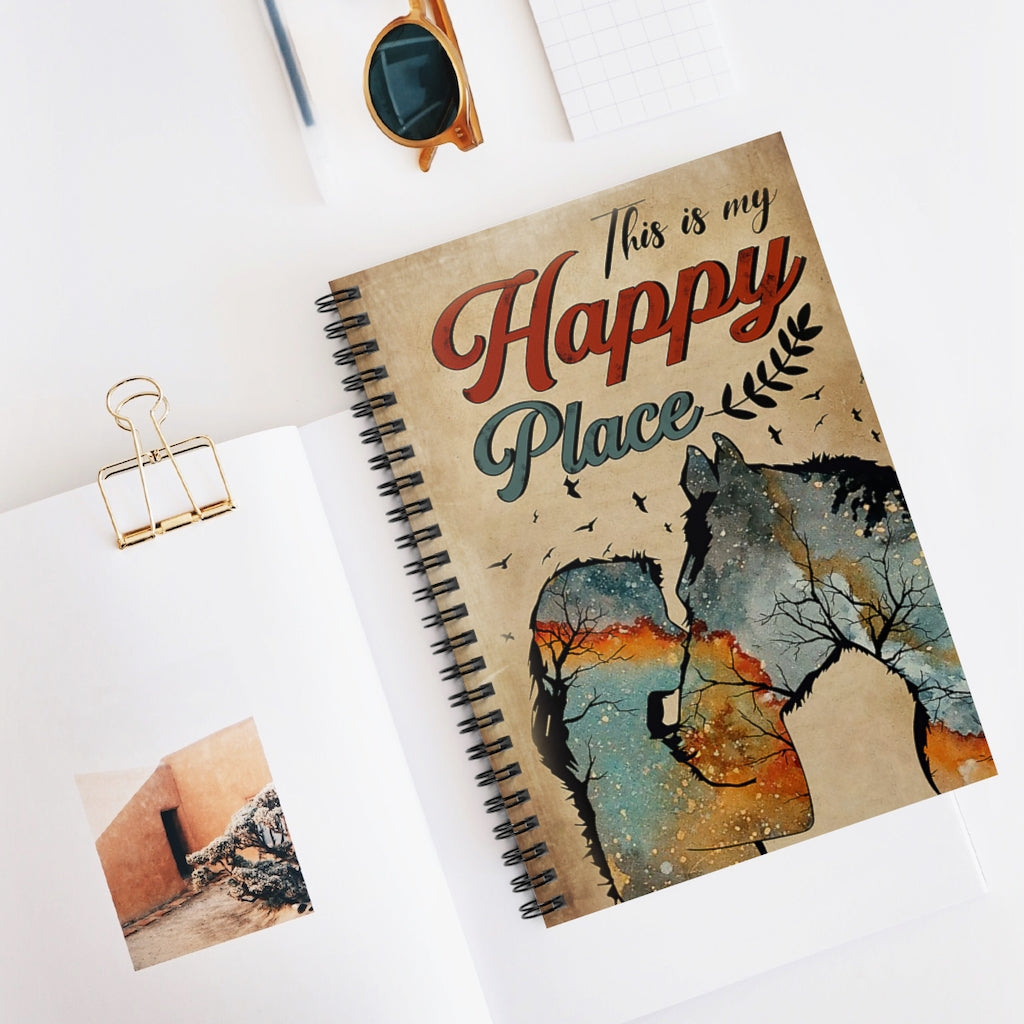 Spiral Notebook Horse Girl This Is My Happy Place Vertical Poster Personalized Gift Stationery Gift Mum Gift Home School Supplies for College Students
