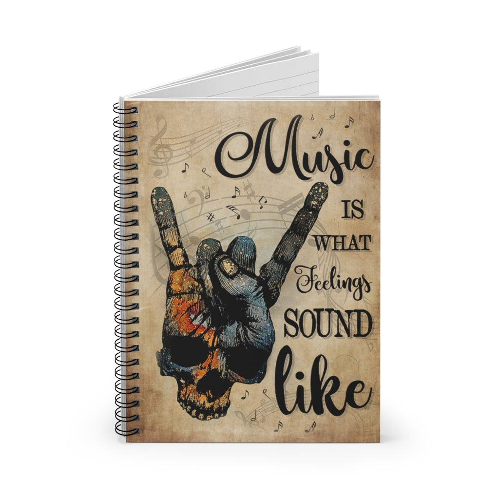 Spiral Notebook - Ruled Line Blue Earth Skull Rock Hand Music Feel Sound Like New Parents College Ruled Paper 118 Sheets Gift Ideas