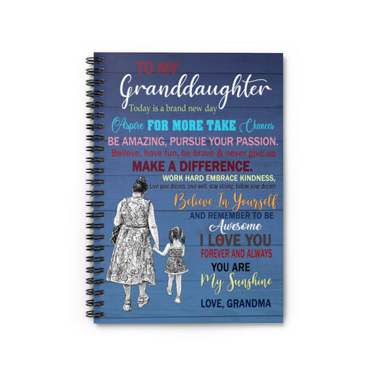 Spiral Notebook Gifts With Grandma To My Granddaughter I Love You  Optional Personalized Custom Ruled Line