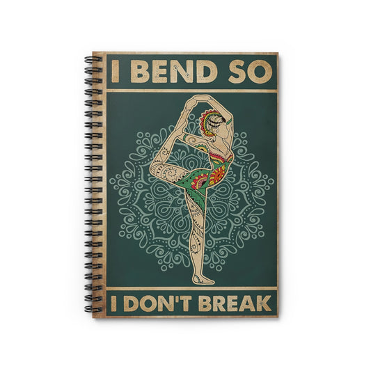Spiral Notebook Retro Teal I Bend So I Don't Break Yoga Basics Wide Ruled Wirebound Spiral Notebook Wide Rule