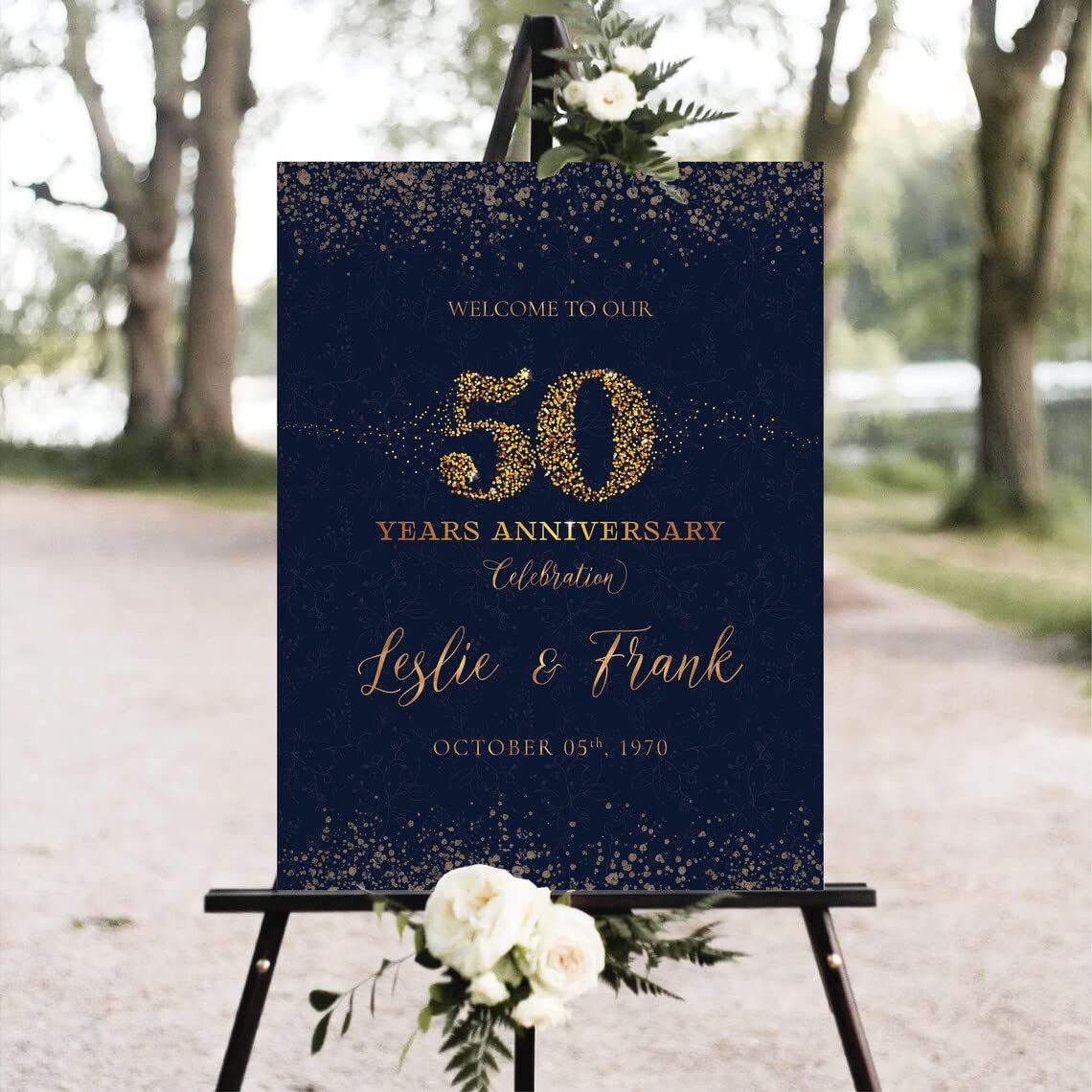 VIRAGIL 50Th Wedding Anniversary Decorations Sign - Custom Golden Anniversary Yard Sign Personalized Marriage Anniversary Party Poster - Happy 50Th Anniversary Welcome Sign Poster