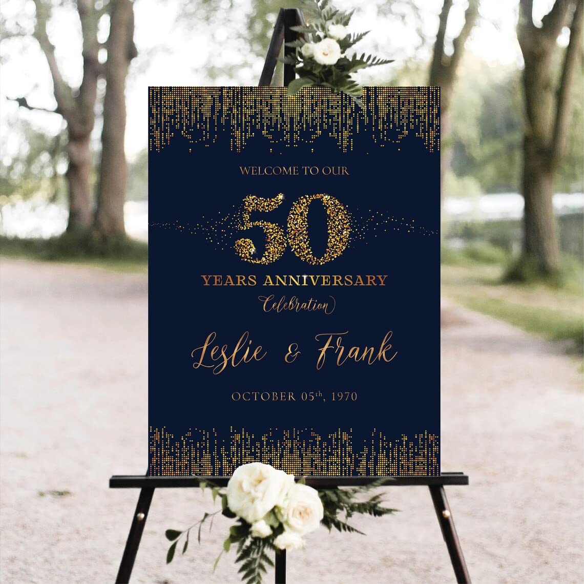 VIRAGIL 50Th Wedding Anniversary Decorations Sign - Custom Golden Anniversary Yard Sign Personalized Marriage Anniversary Party Poster - Happy 50Th Anniversary Welcome Sign Poster