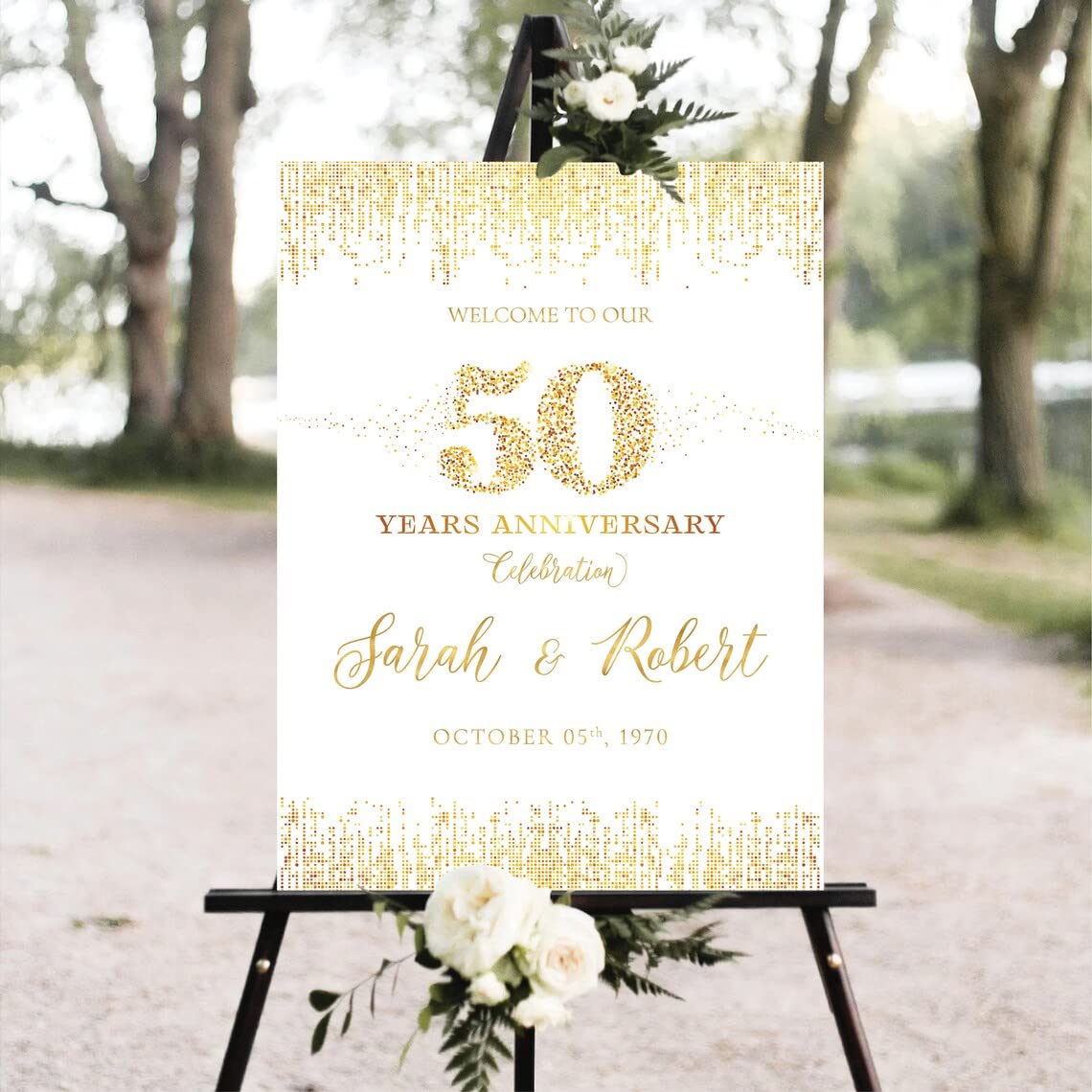 VIRAGIL 50Th Wedding Anniversary Decorations Sign - Custom Golden Anniversary Yard Sign Personalized Marriage Anniversary Party Poster - Happy 50Th Anniversary Welcome Sign Poster