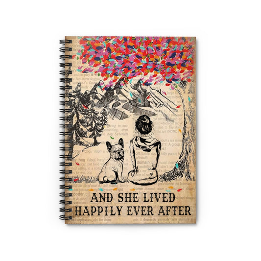 Inspirational Dictionary Girl Happily Ever French Bulldog - Poster de pared con dissent de bulldog Frances Spiral Notebook - Ruled Line