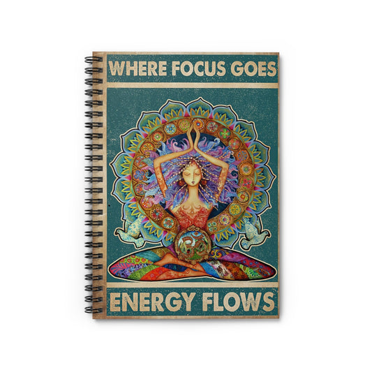 Spiral Notebook Where Focus Goes Energy Flows Yoga Girl School Smart Spiral Subject College Ruled Notebook