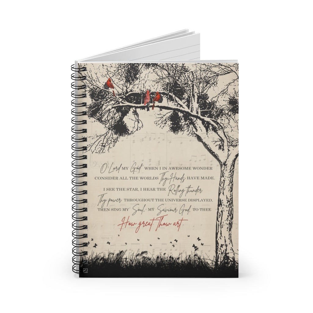 Spiral Notebook - Ruled Line How Great Thou, Christian Gifts, Christian Prints, Lyrics Prints, Religious Hymn Lyrics, Christian Gifts Gifts for Man