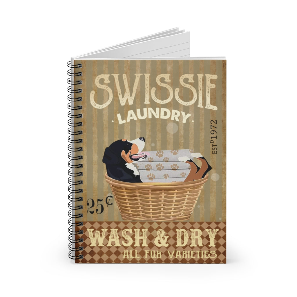 Spiral Notebook - Ruled Line Laundry Greater Swiss Mountain Dog Print Wall Art Anniversary Birthday Christmas Housewarming Gift Home