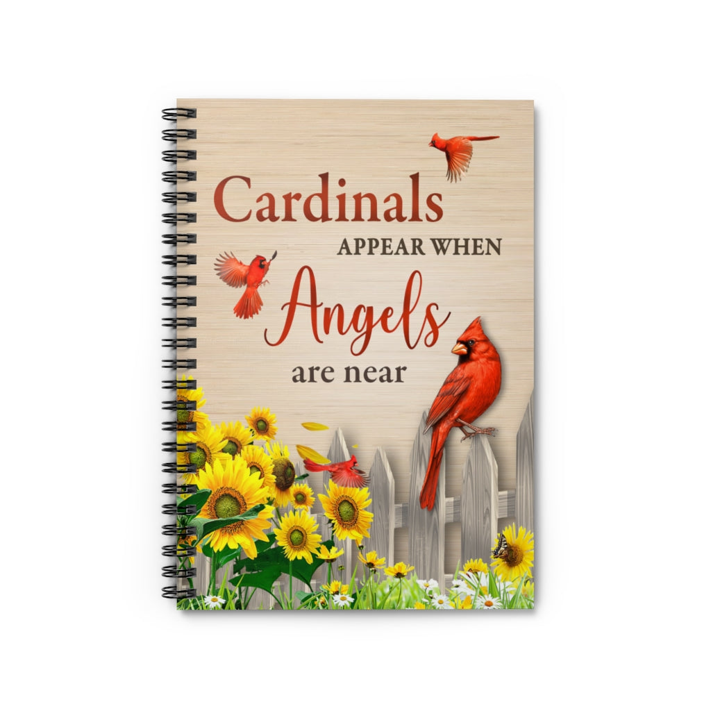 Spiral Notebook - Ruled Line Inspirational Cardinal Appear When Angels are Near Print Wall Art Anniversary Birthday Christmas Housewarming Gift Home Decor Ready