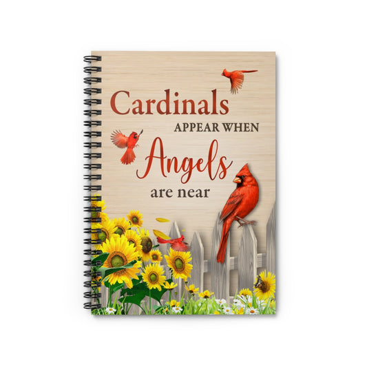 Spiral Notebook - Ruled Line Inspirational Cardinal Appear When Angels are Near Print Wall Art Anniversary Birthday Christmas Housewarming Gift Home Decor Ready
