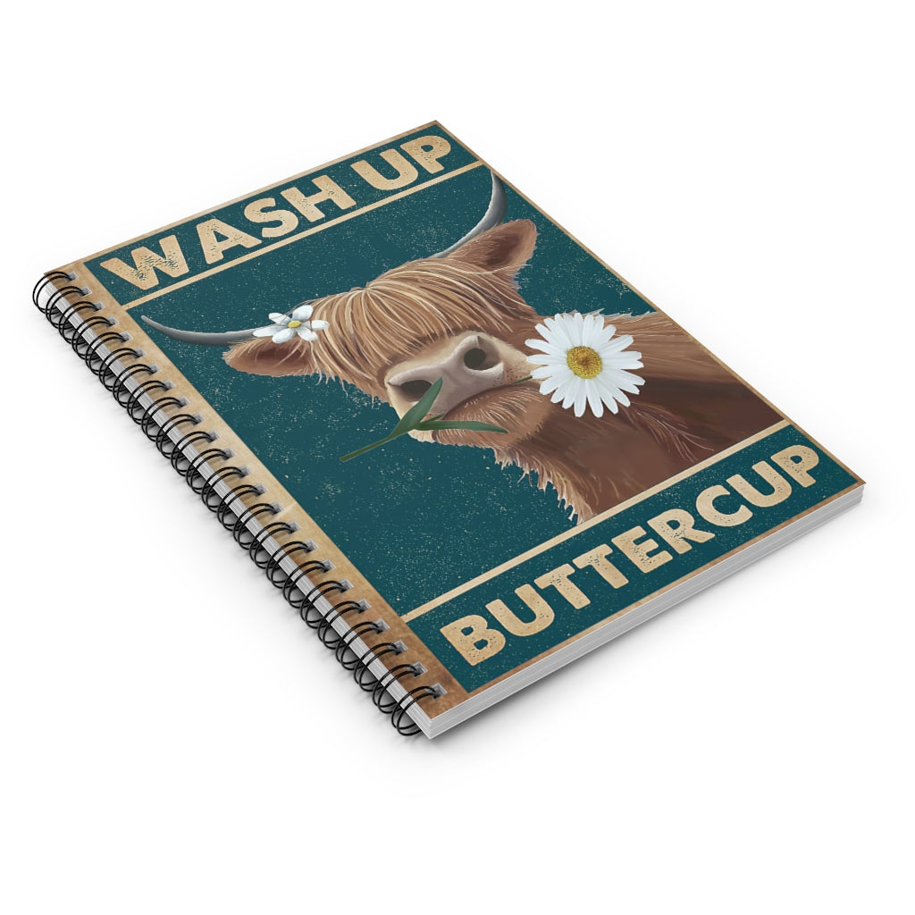 Spiral Notebook - Ruled Line Cattle Wash Up Buttercup Home School Supplies for College Students Subject Notebooks Baby Journal