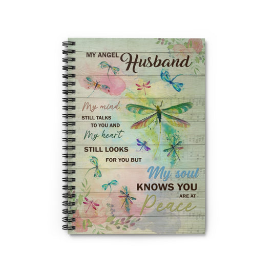Spiral Notebook Funny Dragonflies Husband Gifts - Dragonflies My Angel Husband My Mind Still Talks to You