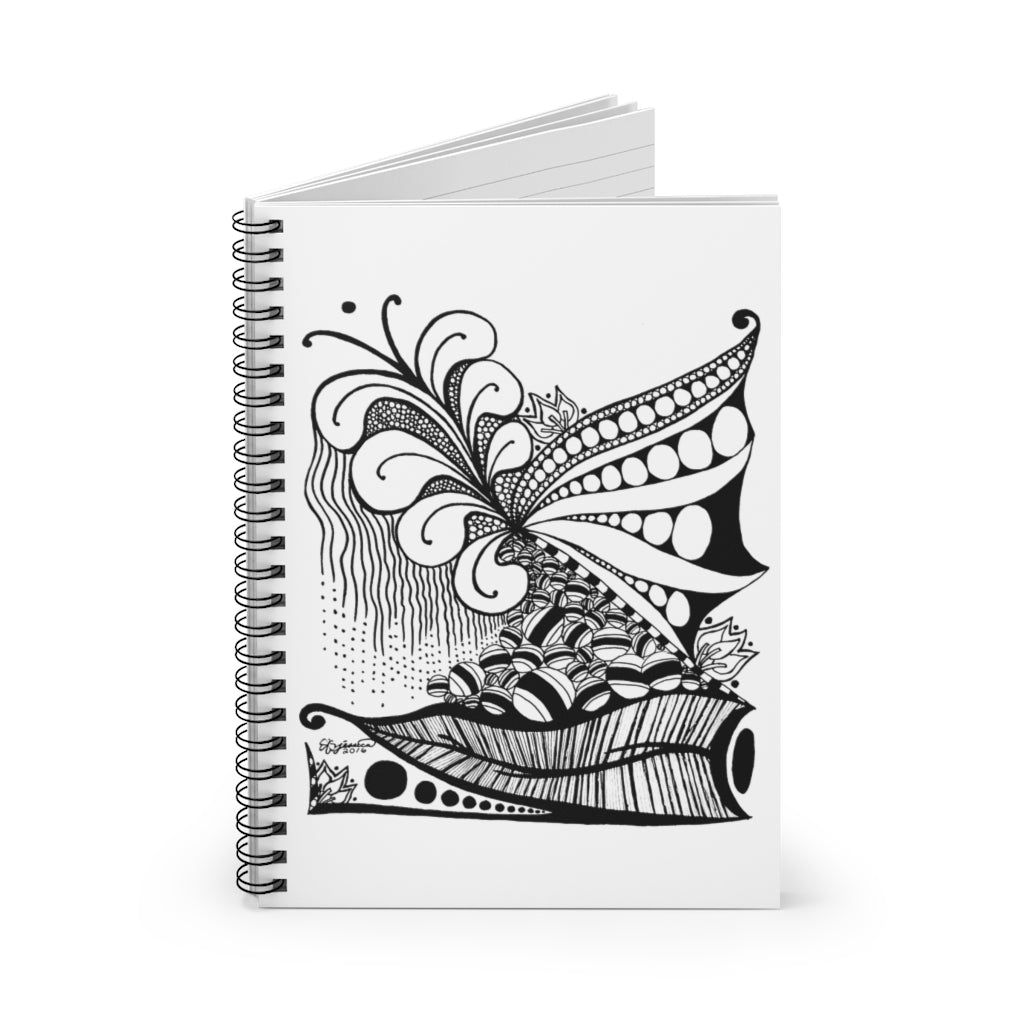 Spiral Notebook - Ruled Line Nature Zen Doodle - Original Ink Fine Art Drawing Awesome Happy Birthday Gift Meaningful Quote Inspirational Ideas