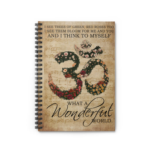 Spiral Notebook Music Sheet Wonderful World Yoga Positive Notebook Family Friend Gift Unisex