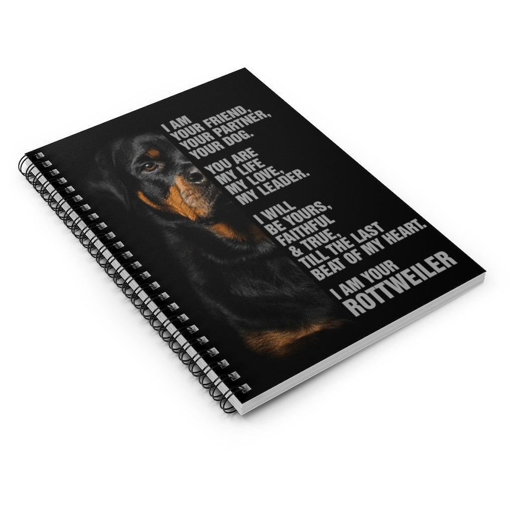 Spiral Notebook - Ruled Line Framed Wood I Am Your Friend Your Partner Your Dog I Am Your Rottweiler – Family Friend Gift Unisex On Christmas, Awesome Birthday