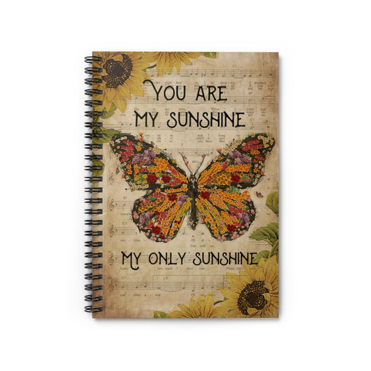 Spiral Notebook Music Sheet You Are My Sunshine Butterfly Friendly Notebook Awesome Happy Birthday Gift Basics Wide Ruled Wirebound Spiral Notebook