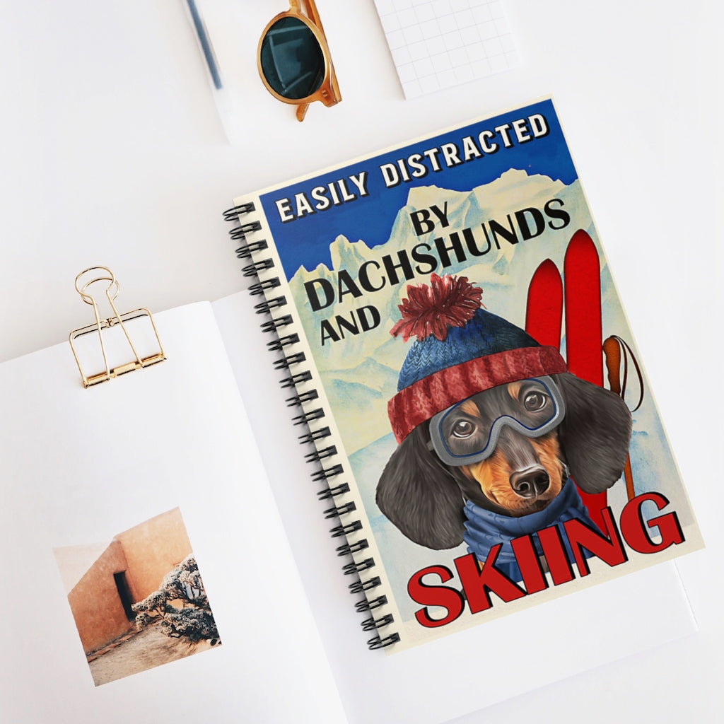 Spiral Notebook Dachshund Ski Club Easily Distracted By Vertical Poster Mum Gift New Parents Gift Ideas Positive Notebook Family Friend Gift Unisex